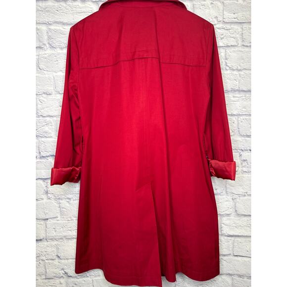 London Fog Vintage Red Double Breasted Midi Trench Coat with Belt SZ Small - Picture 4 of 4